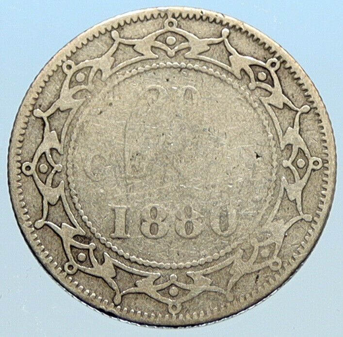 1880 CANADA NEWFOUNDLAND UK Queen VICTORIA Genuine Silver 20 Cents Coin i96868