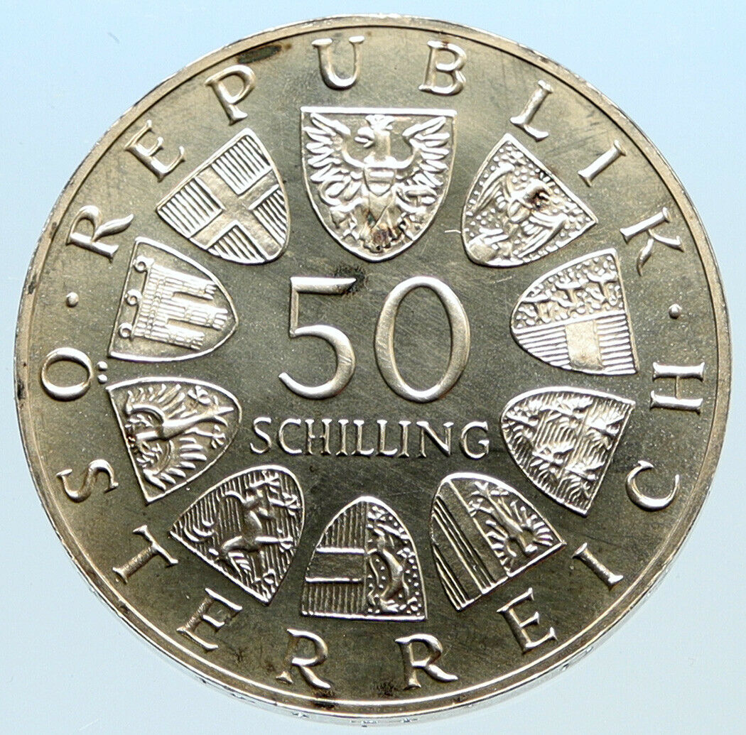 1965 AUSTRIA 600th VIENNA UNIVERSITY Rudolf IV Stifter PF Silver 50S Coin i96871