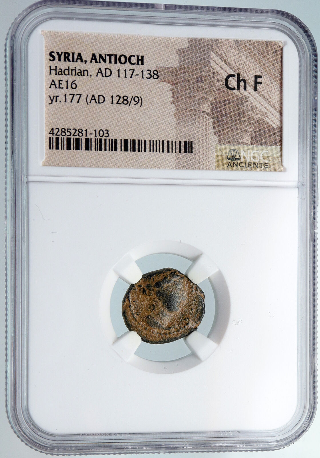 ANTIOCH 128AD Hadrian Time Authentic Ancient Greek Coin APOLLO BRANCH NGC i89757