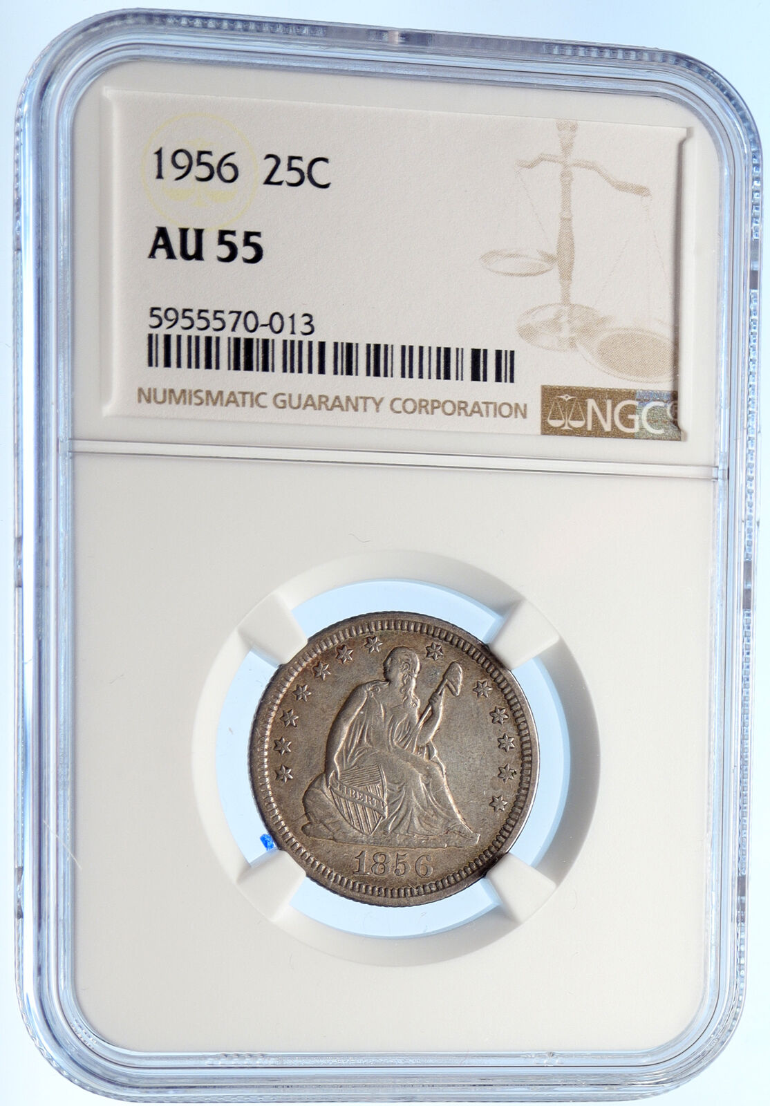 1856 UNITED STATES US Silver SEATED LIBERTY Quarter Dollar Coin EAGLE NGC i95615