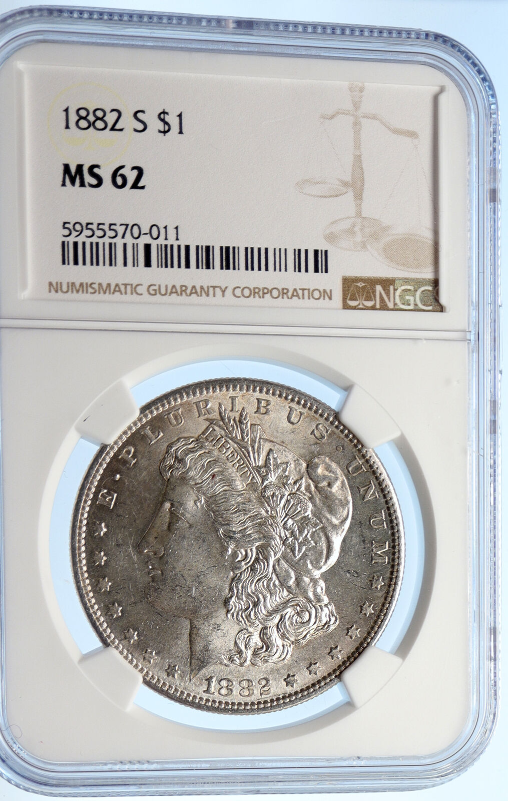 1882 S UNITED STATES of America SILVER Morgan US Dollar Coin EAGLE NGC i95613