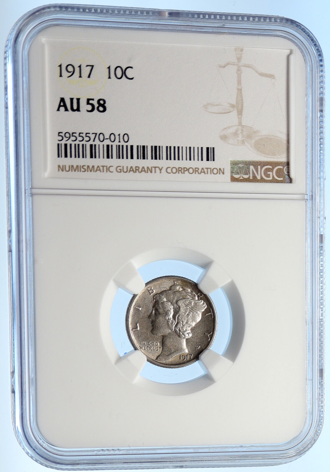 1917 P UNITED STATES Mercury Winged Liberty Head Dime OLD Silver Coin NGC i95612