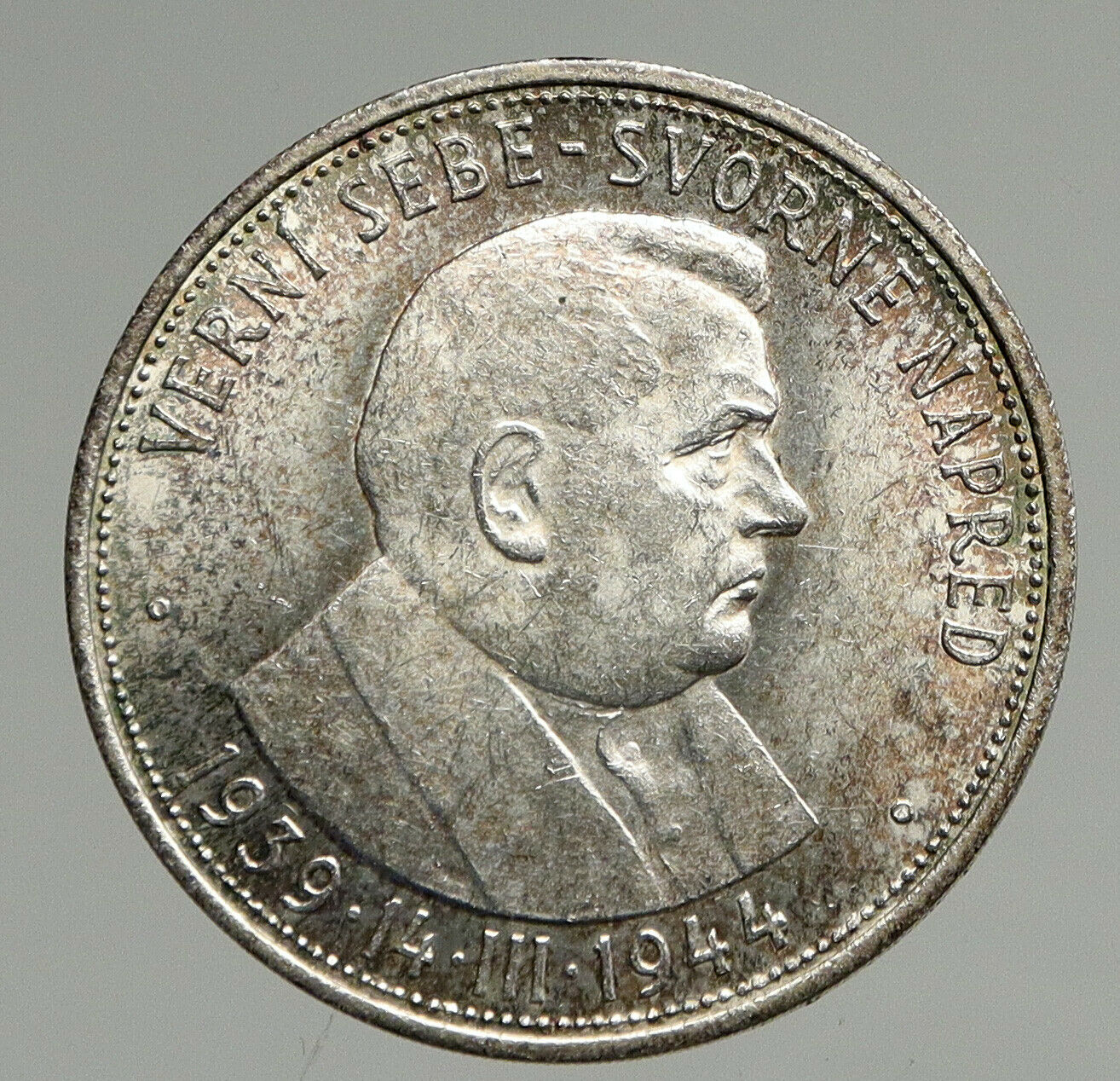 1944 SLOVAKIA REPUBLIC Jozef Tiso VINTAGE Silver 50 Korun Slovakian Coin i94671