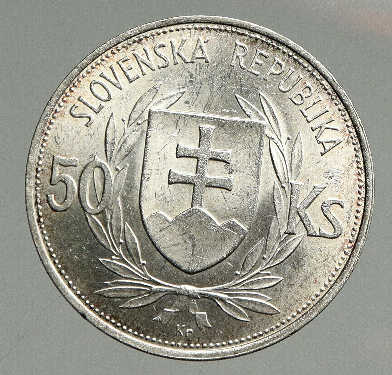 1944 SLOVAKIA REPUBLIC Jozef Tiso VINTAGE Silver 50 Korun Slovakian Coin i94671