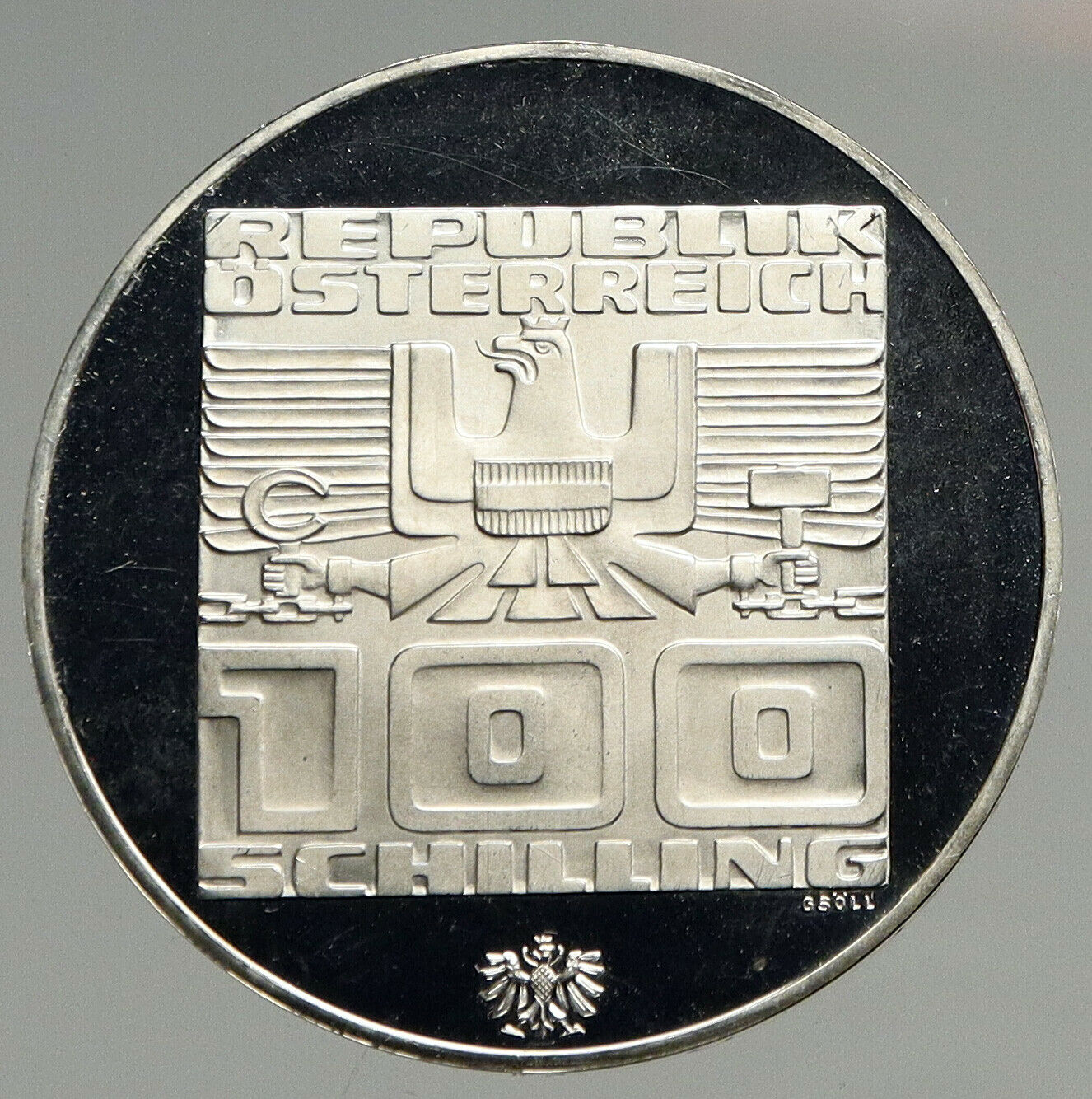 1976 Innsbruck WINTER Olympic Games AUSTRIA PRF SILVER 100 Schilling Coin i94670