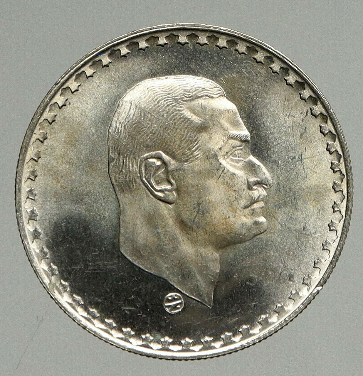 1970 EGYPT w President Nasser Hussein VINTAGE Antique Silver 50 Pias Coin i94669