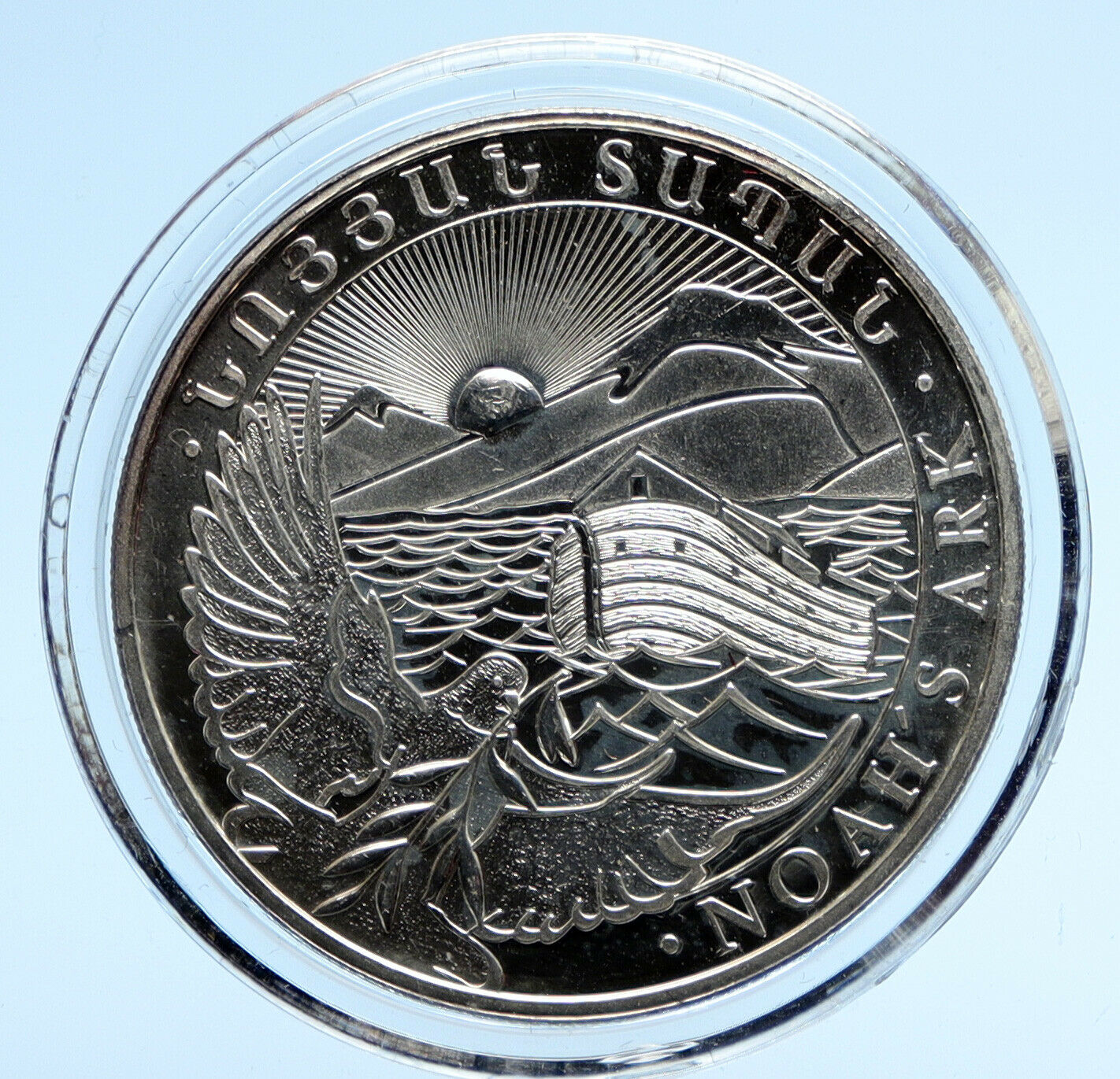 2014 ARMENIA Noah's Ark & Dove BIBLE SILVER PROOF ARMENIAN 500 Dram Coin i95720