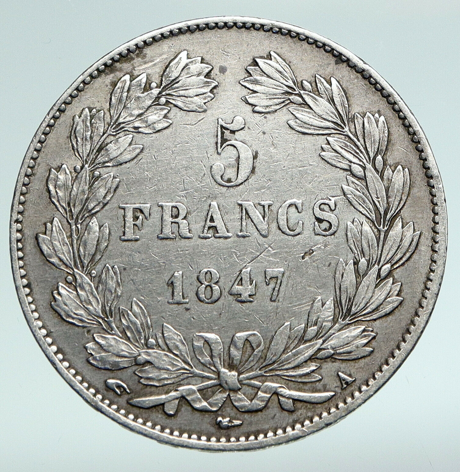 1847 FRANCE King Louis Philippe I French Antique OLD Silver 5 Francs Coin i90978