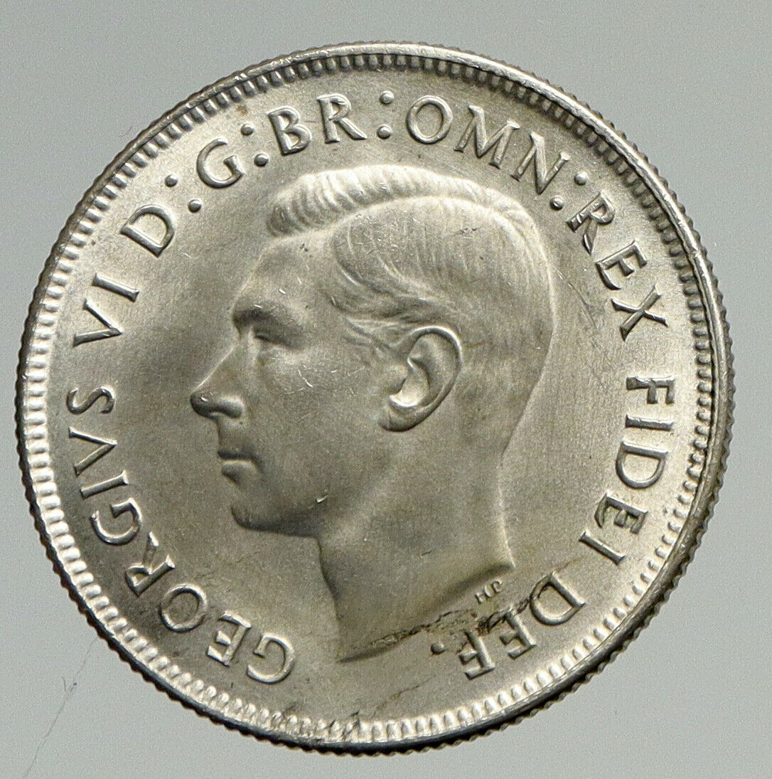 1951 AUSTRALIA King George VI 50th Anniv LARGE Genuine Silver Florin Coin i94592