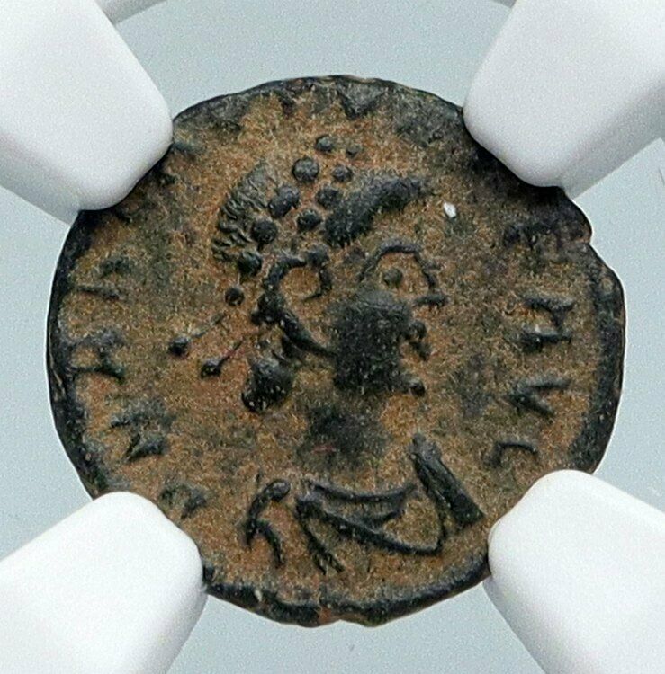 ARCADIUS 388AD OLD Ancient VINTAGE Roman Coin VICTORY Angel Captive NGC i89534