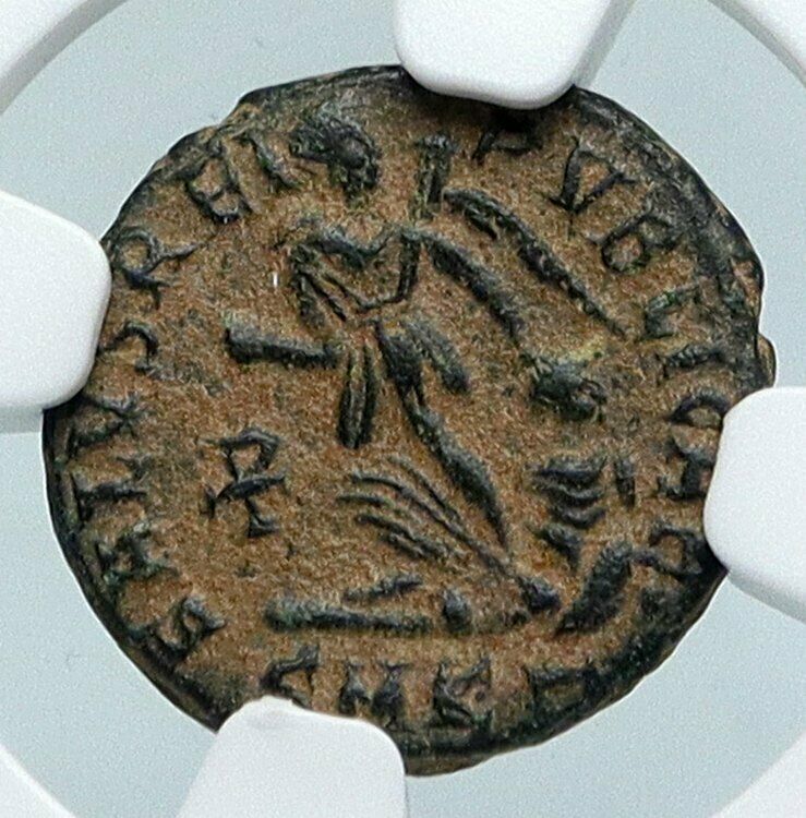 ARCADIUS 388AD OLD Ancient VINTAGE Roman Coin VICTORY Angel Captive NGC i89534