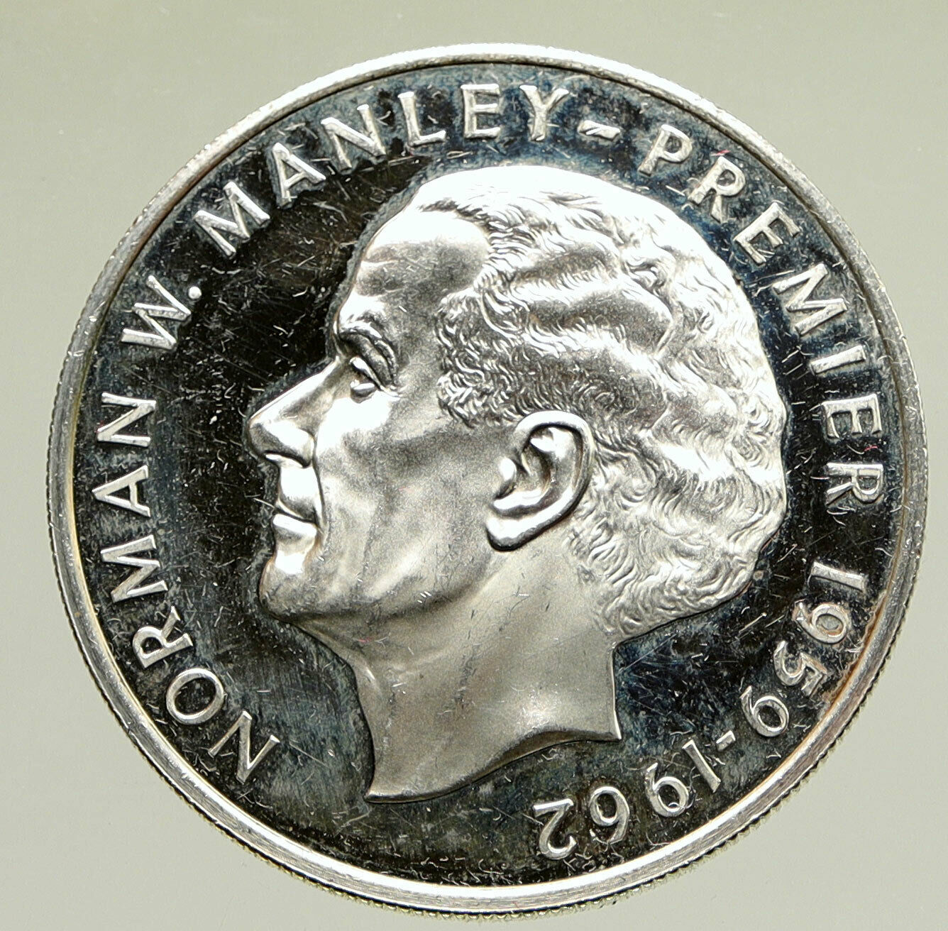 1976 JAMAICA HUGE Premier Norman W. Manley OLD Proof Silver 5 Dollar Coin i95220