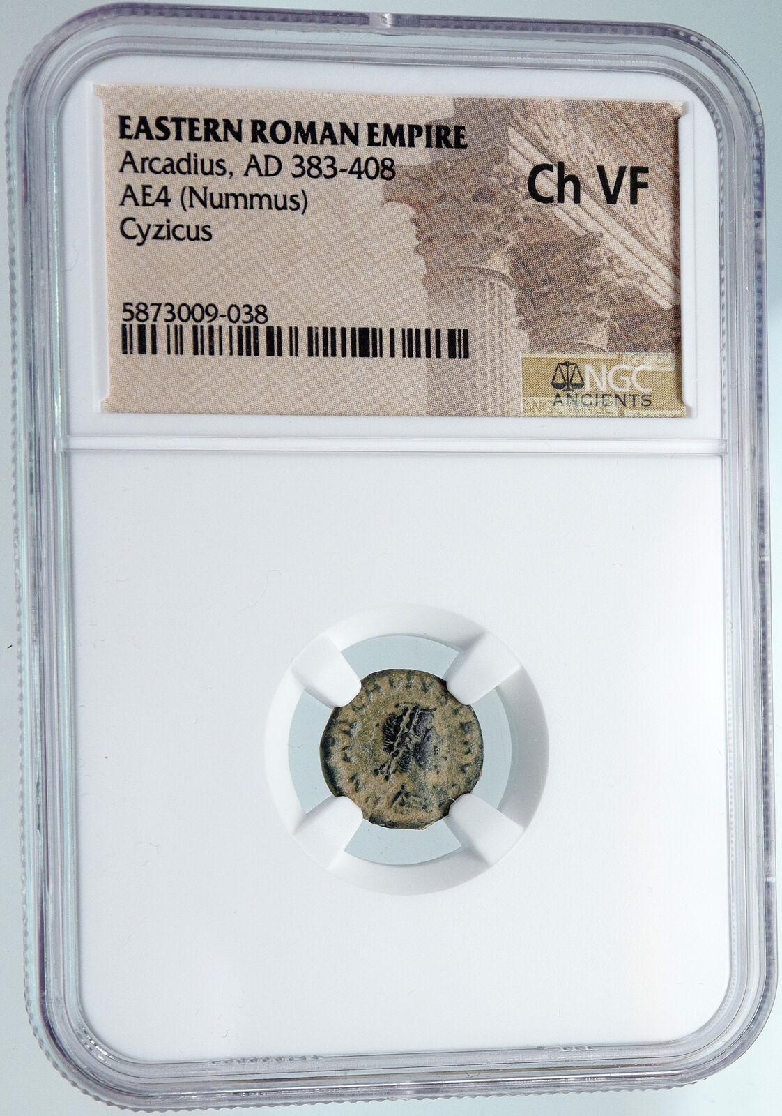 ARCADIUS 388AD OLD Ancient VINTAGE Roman Coin VICTORY Angel Captive NGC i89535