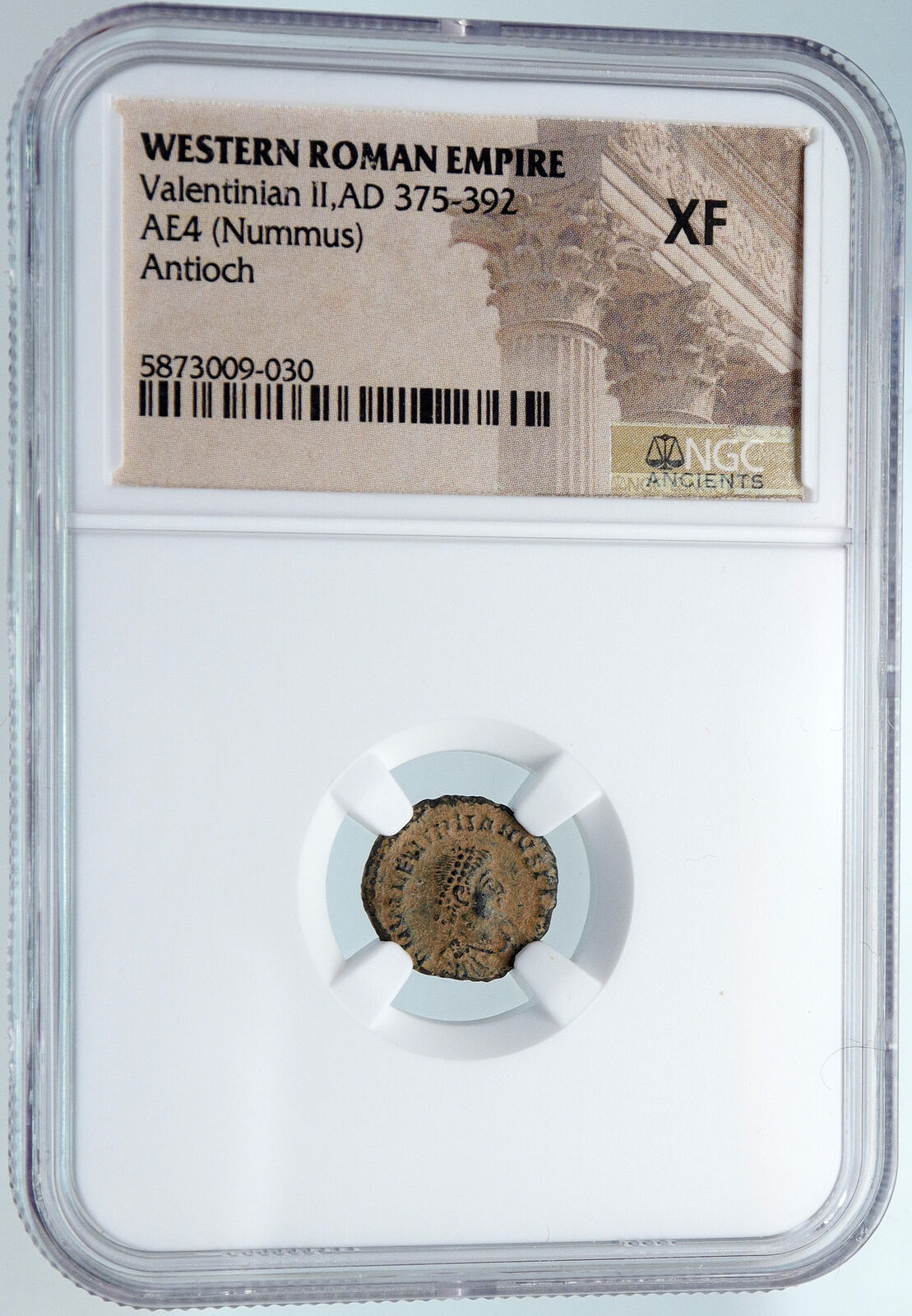 VALENTINIAN II Ancient 388AD ANTIQUE Old Roman Coin Staurogram WREATH NGC i89527