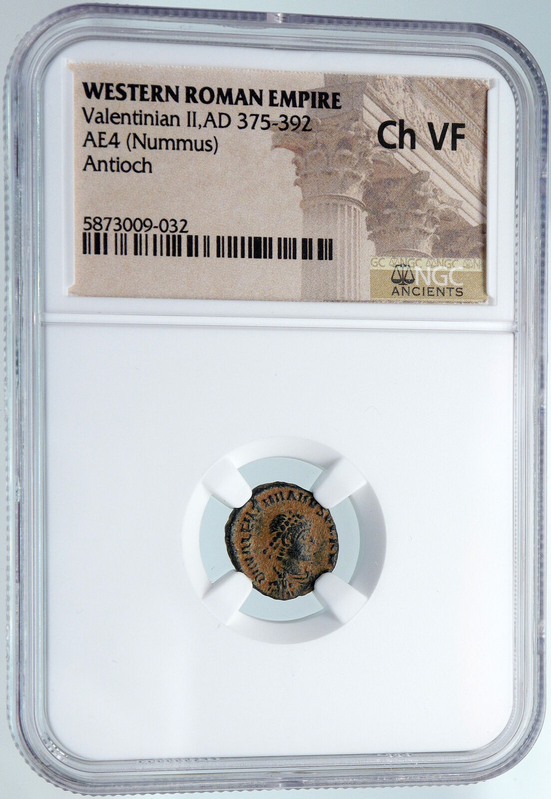 VALENTINIAN II Ancient 388AD ANTIQUE Old Roman Coin Staurogram WREATH NGC i89529