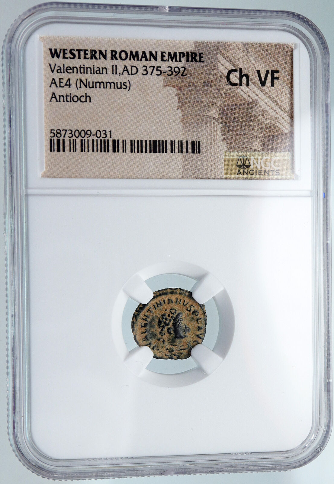 VALENTINIAN II Ancient 388AD ANTIQUE Old Roman Coin Staurogram WREATH NGC i89528