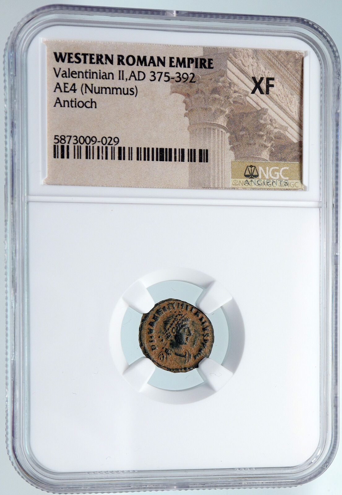 VALENTINIAN II Ancient 388AD ANTIQUE Old Roman Coin Staurogram WREATH NGC i89526