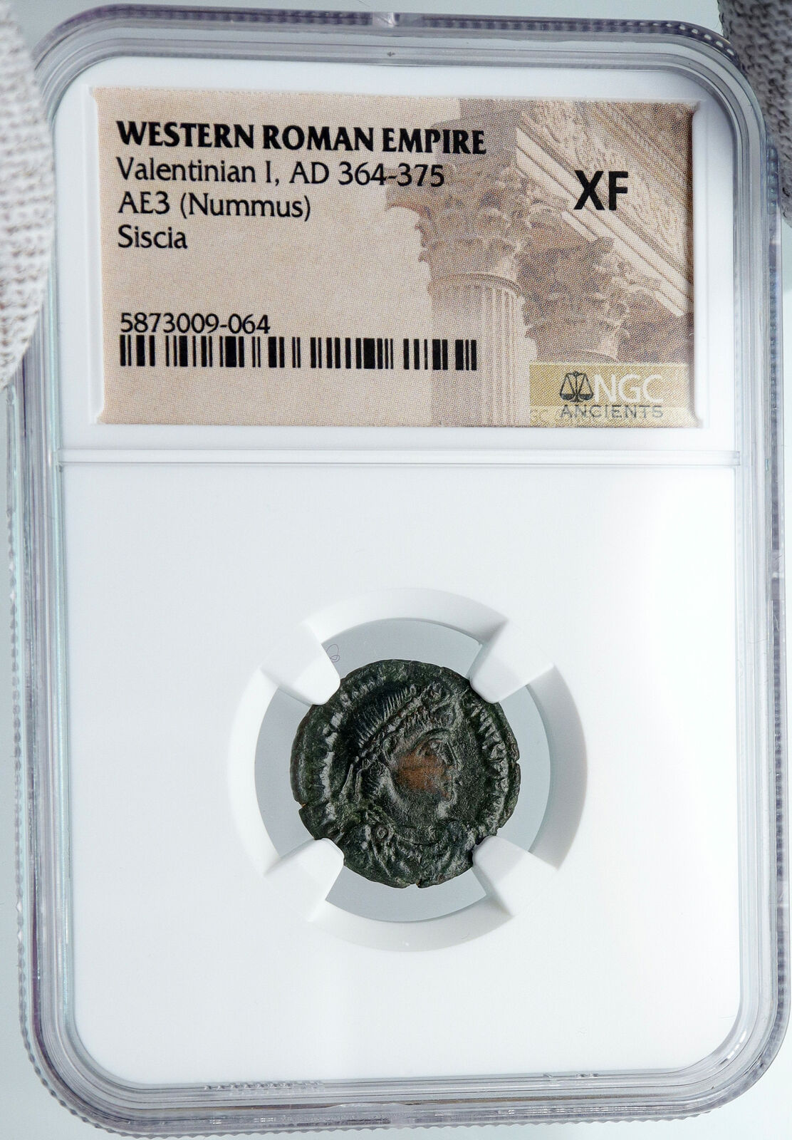 VALENTINIAN I w CHRISTIAN Chi-Rho 364AD Authentic Ancient Roman Coin NGC i88737