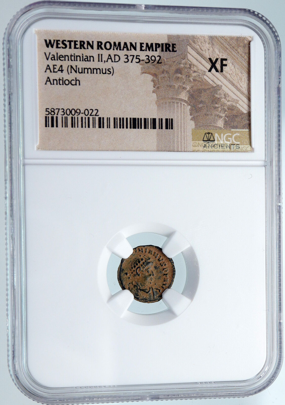 VALENTINIAN II Ancient 388AD Antioch Roman Coin VICTORY ANGEL & CROSS NGC i89519