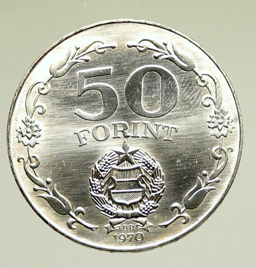 1970 HUNGARY 25 Yrs LIBERATION Vintage OLD Proof Silver 50 Forint Coin i95222