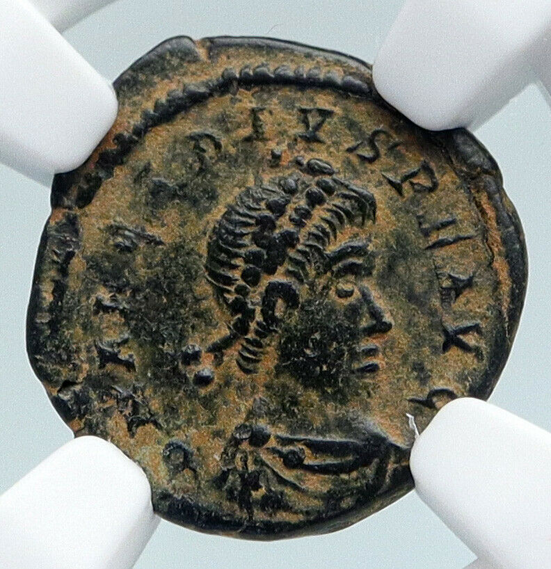 ARCADIUS 388AD OLD Ancient VINTAGE Roman Coin VICTORY Angel Captive NGC i89531