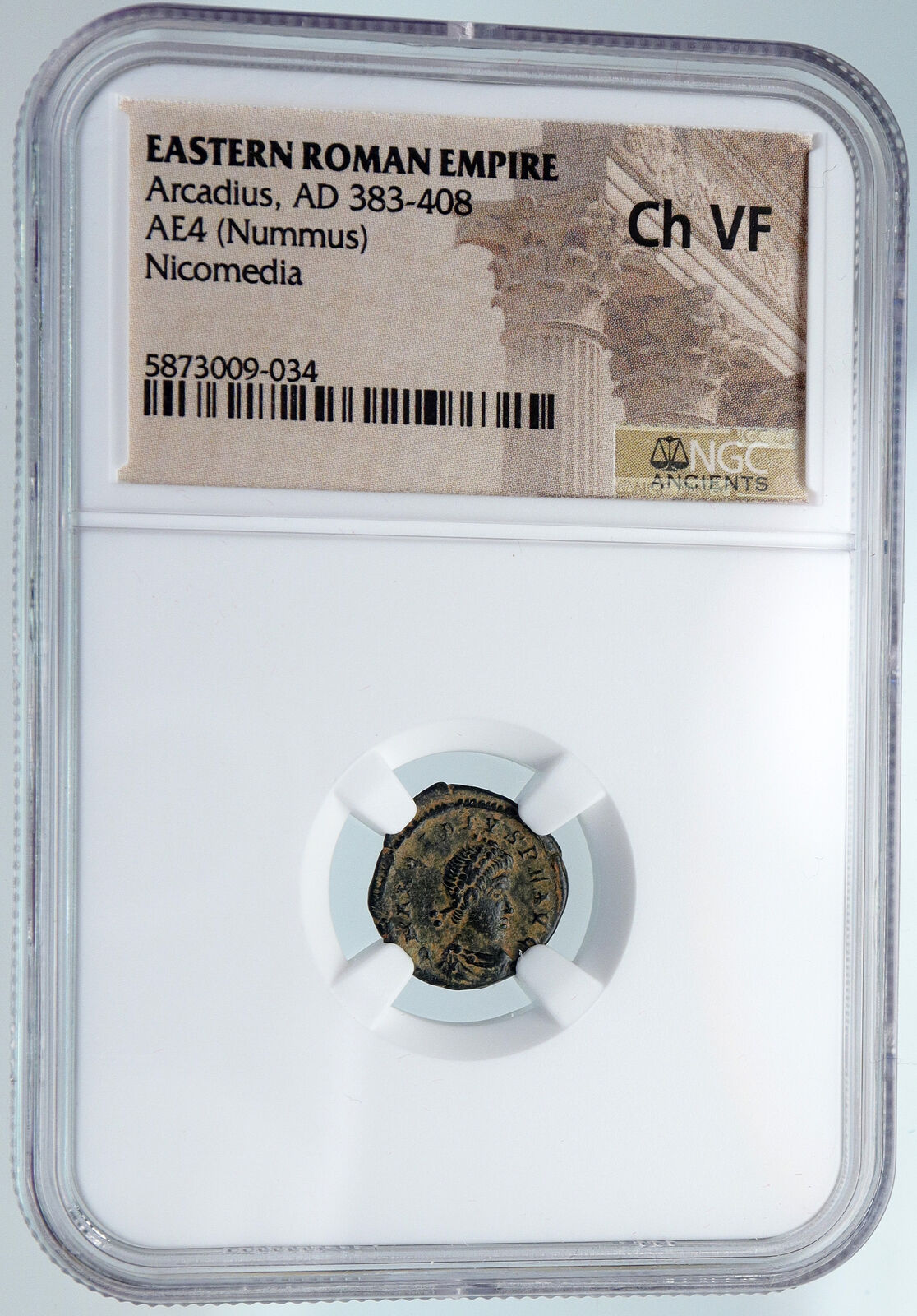 ARCADIUS 388AD OLD Ancient VINTAGE Roman Coin VICTORY Angel Captive NGC i89531