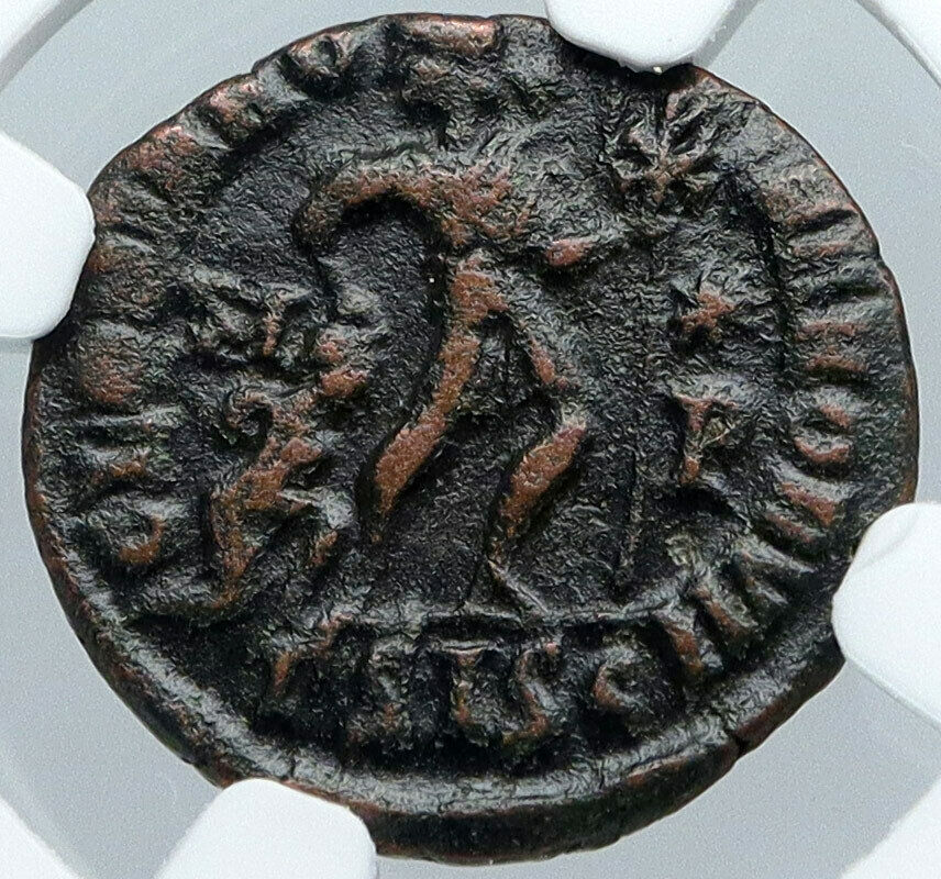 GRATIAN Original 378AD Siscia Ancient OLD Roman Coin Christian Chi-Ro NGC i88734