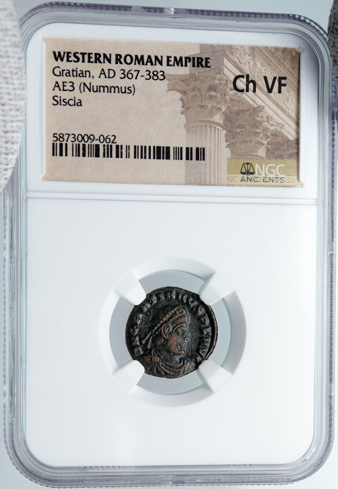 GRATIAN Original 378AD Siscia Ancient OLD Roman Coin Christian Chi-Ro NGC i88734