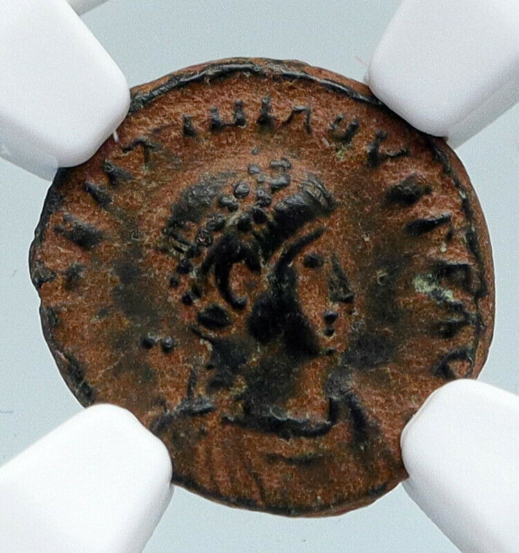 VALENTINIAN II Ancient 388AD Antioch Roman Coin VICTORY ANGEL & CROSS NGC i89520