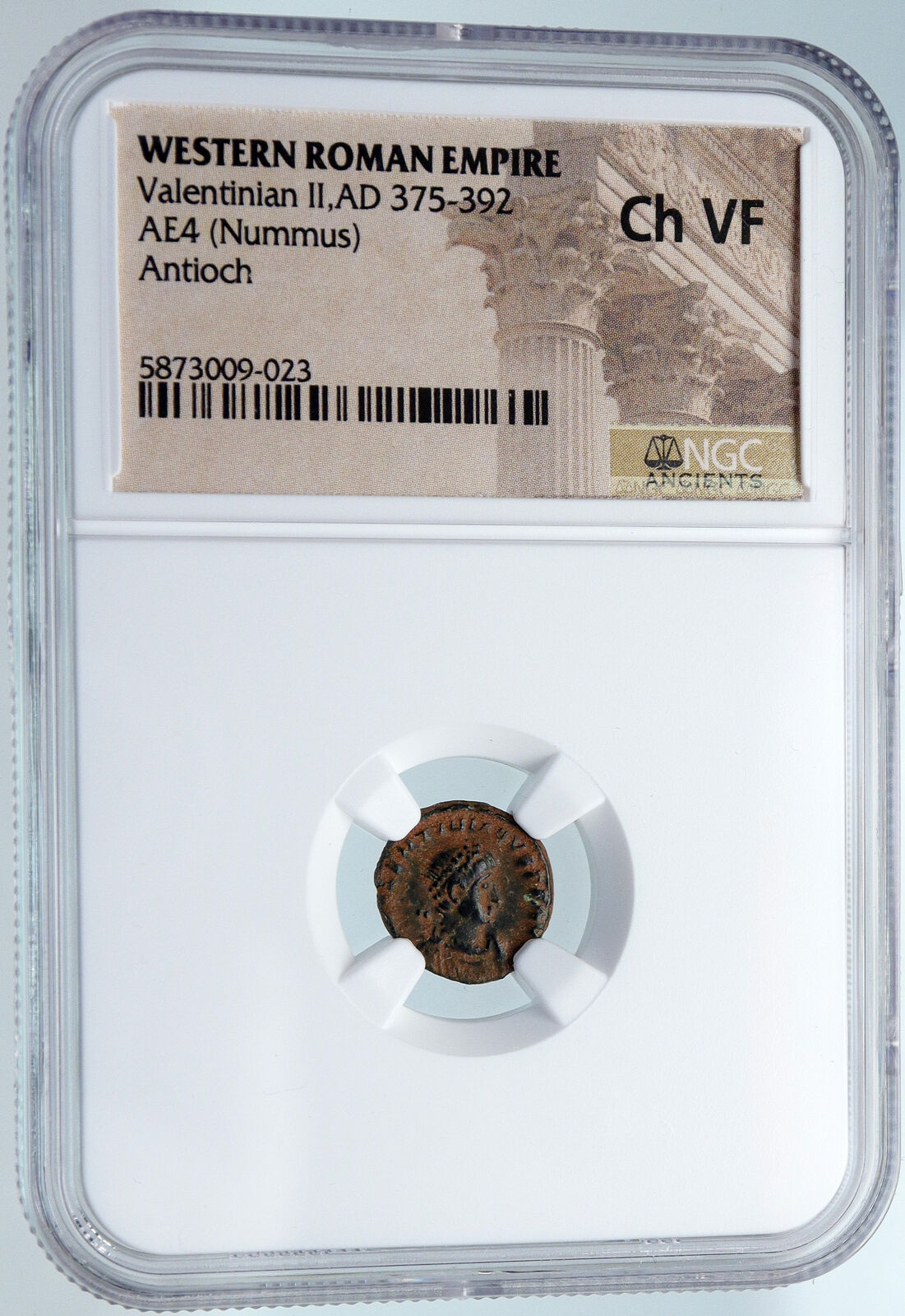 VALENTINIAN II Ancient 388AD Antioch Roman Coin VICTORY ANGEL & CROSS NGC i89520