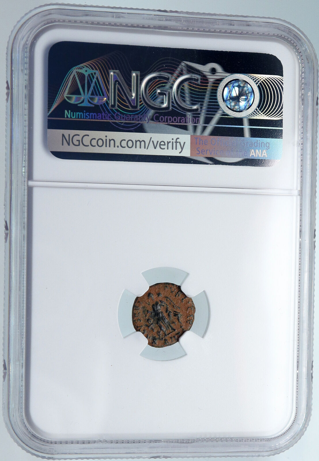 VALENTINIAN II Ancient 388AD Antioch Roman Coin VICTORY ANGEL & CROSS NGC i89520