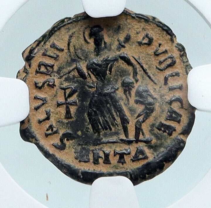 THEODOSIUS I the Great 388AD OLD Ancient Roman Coin VICTORY ANGEL NGC i89512