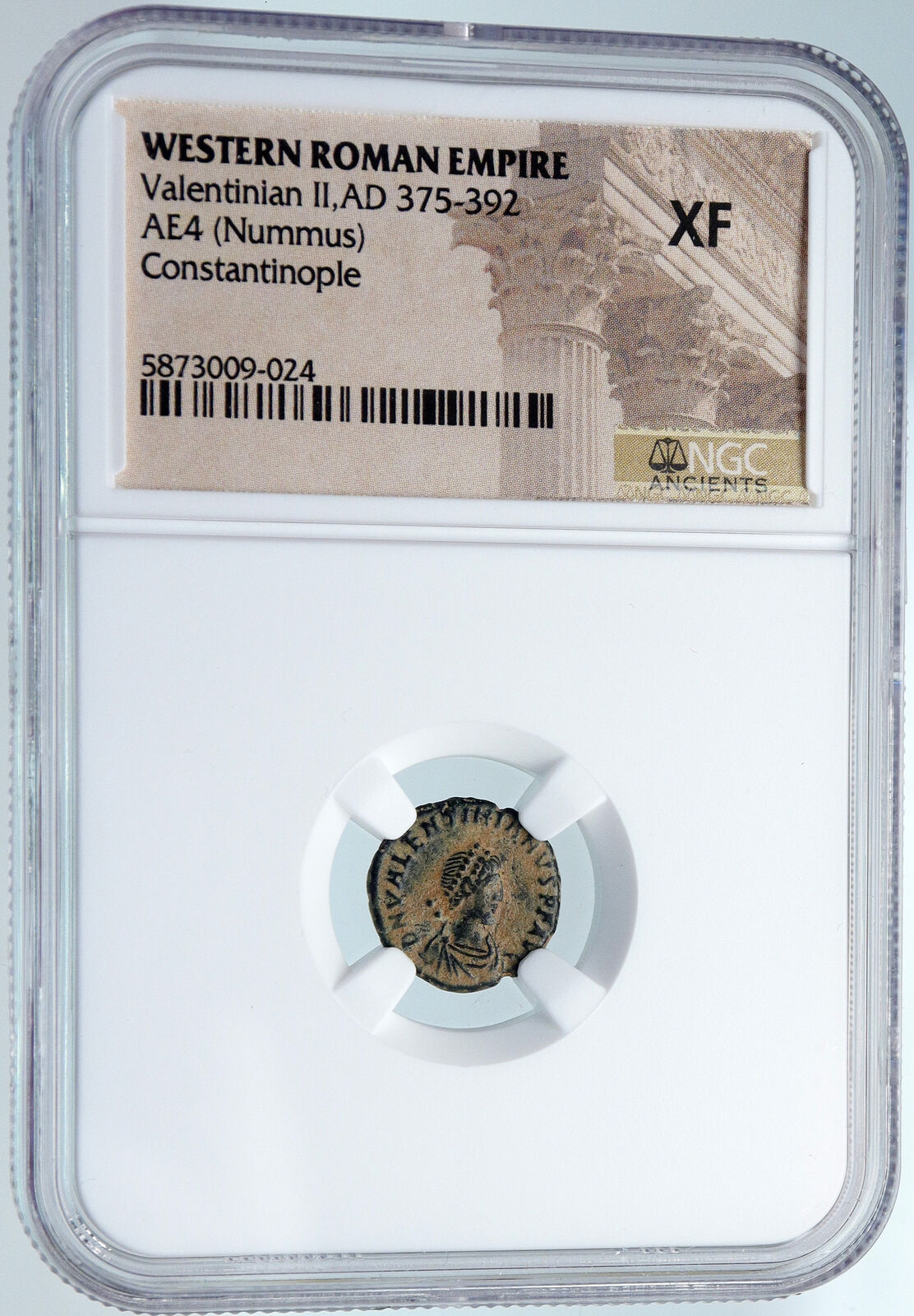 VALENTINIAN II Ancient 388AD Antioch Roman Coin VICTORY ANGEL TROPHY NGC i89521