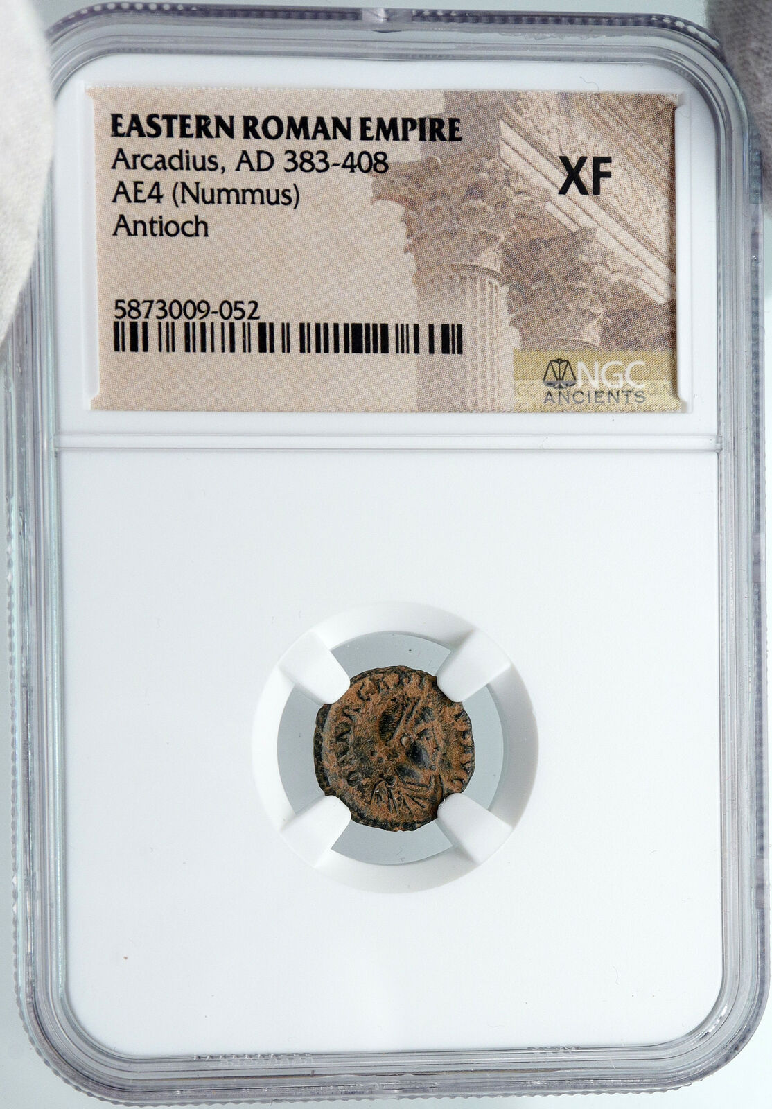 ARCADIUS Authentic 383AD Ancient Roman Coin VICTORY ANGEL Staurogram NGC i88724