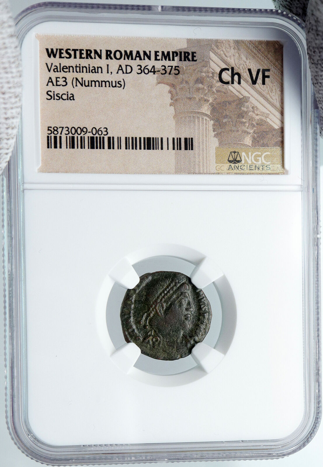 VALENTINIAN I w Christian Chi-Rho Labarum Ancient 364AD Roman Coin NGC i88735