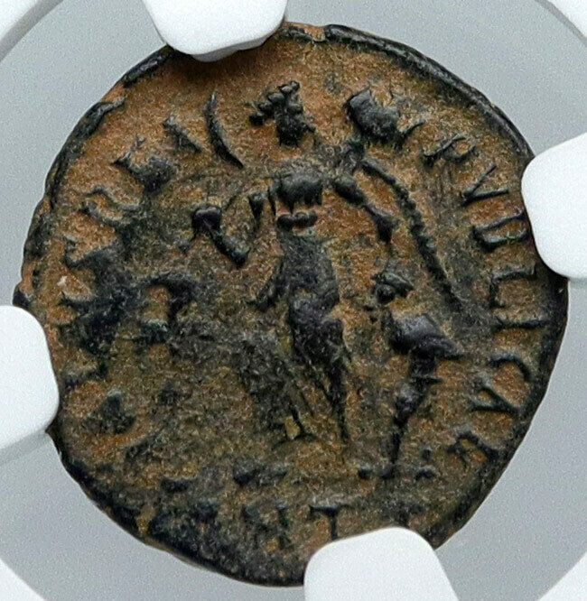 ARCADIUS Authentic 383AD Ancient Roman Coin VICTORY ANGEL Staurogram NGC i88728