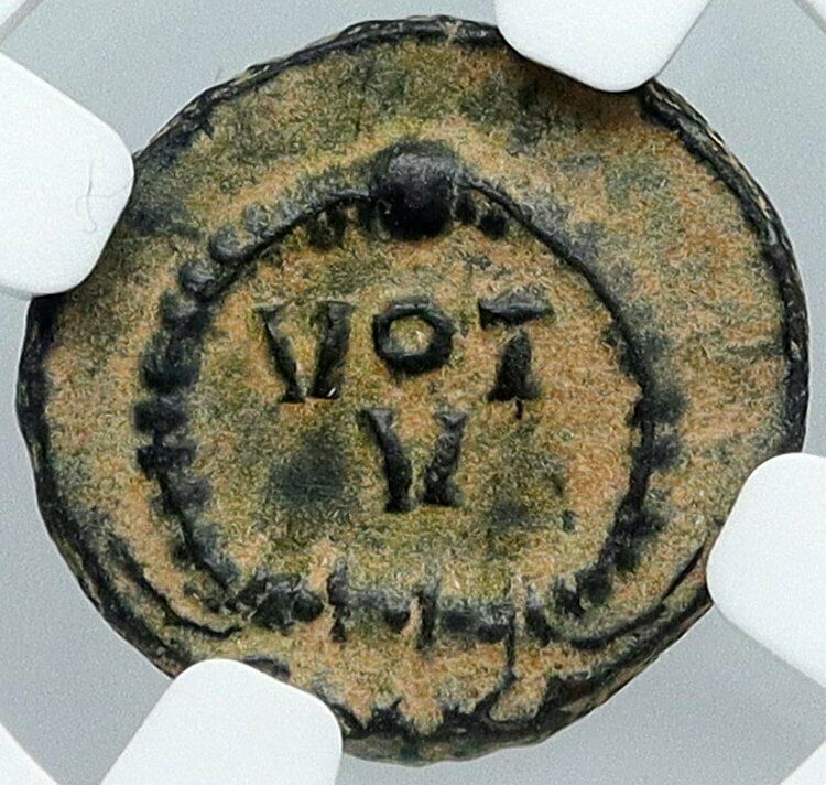 ARCADIUS Authentic 383AD Ancient OLD Roman Coin VICTORY Wreath VOT V NGC i88731