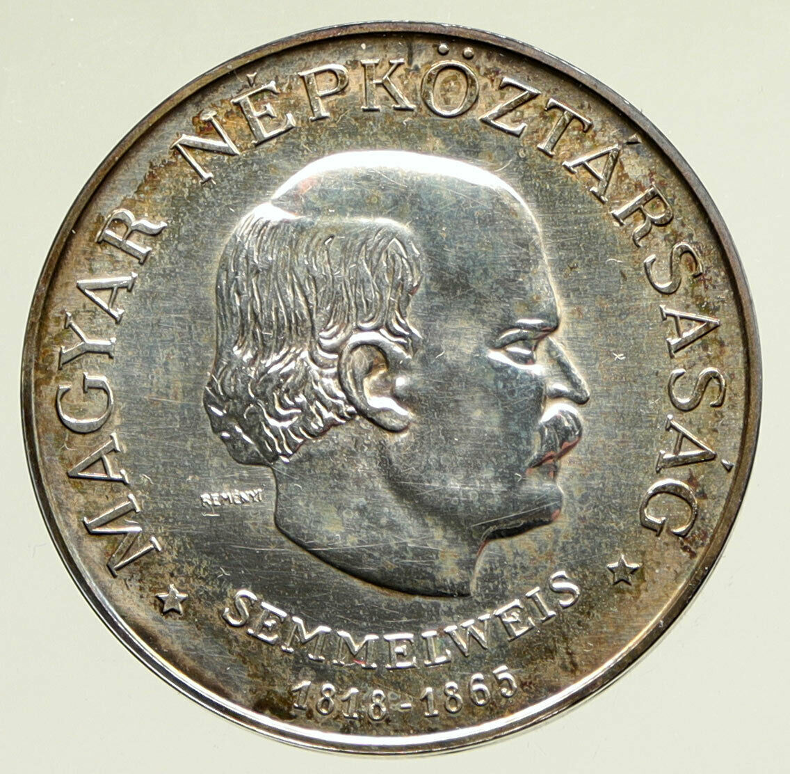 1968 HUNGARY 150Yrs Ignzas Semmelweis Vintage Proof Silver 50 Forint Coin i95225