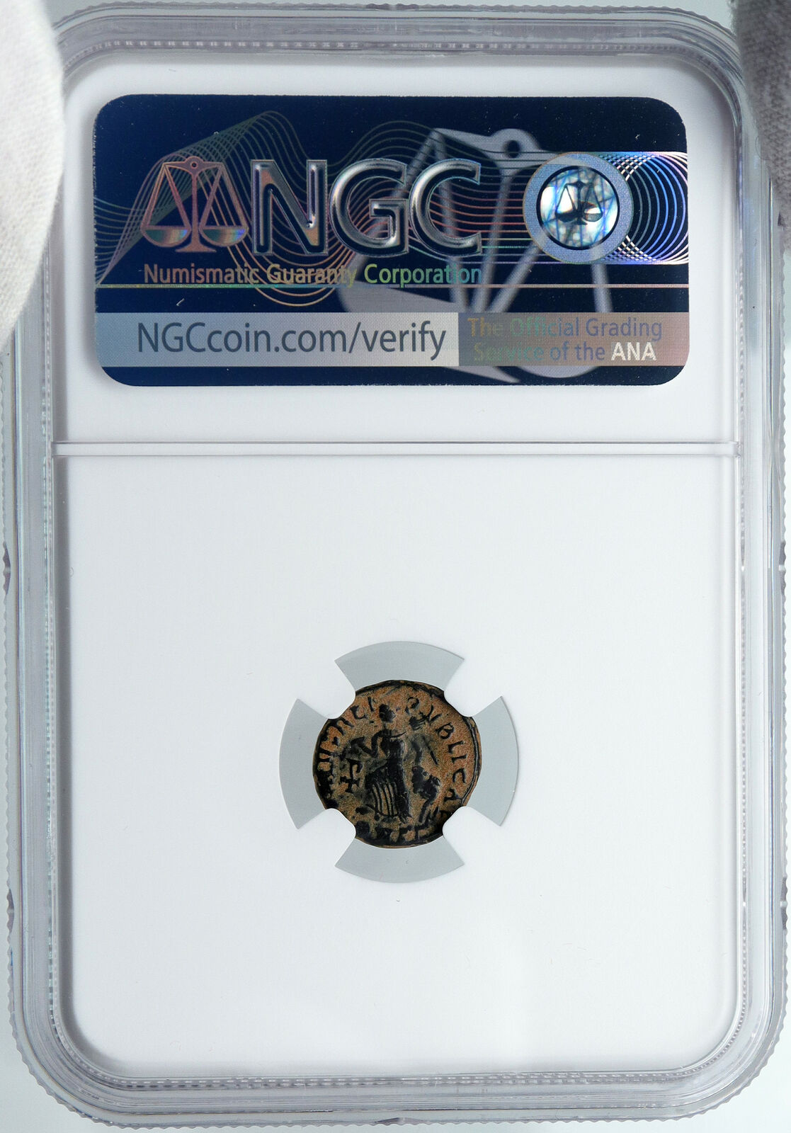 ARCADIUS Authentic 388AD Ancient Roman Coin VICTORY ANGEL Staurogram NGC i88725