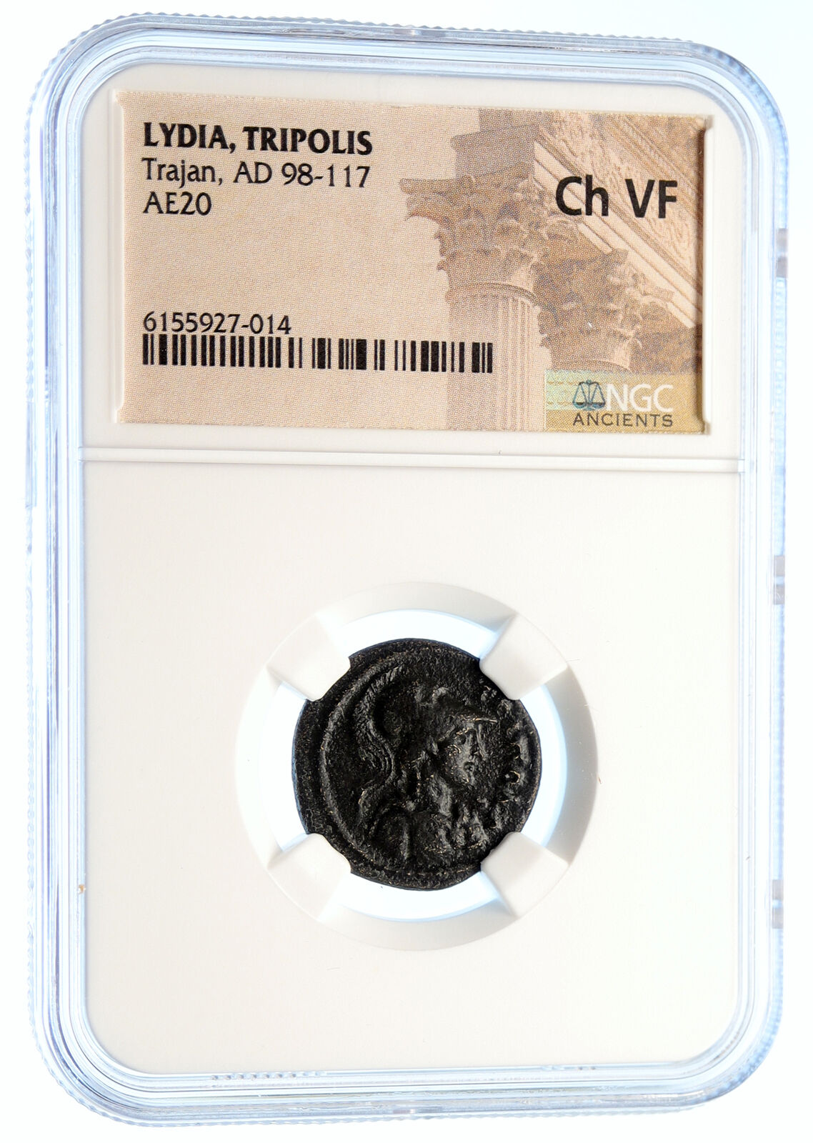 TRAJAN Authentic Ancient Provincial Roman 98AD ATHENA HELMET Coin NGC i95585