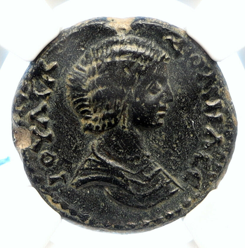 JULIA DOMNA Authentic Ancient ANTIQUE OLD Silver Roman Coin TYCHE NGC i95581