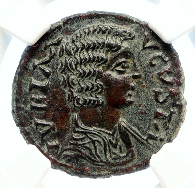 JULIA DOMNA Authentic Ancient ANTIQUE OLD Silver Roman Coin GENIUS NGC i95591