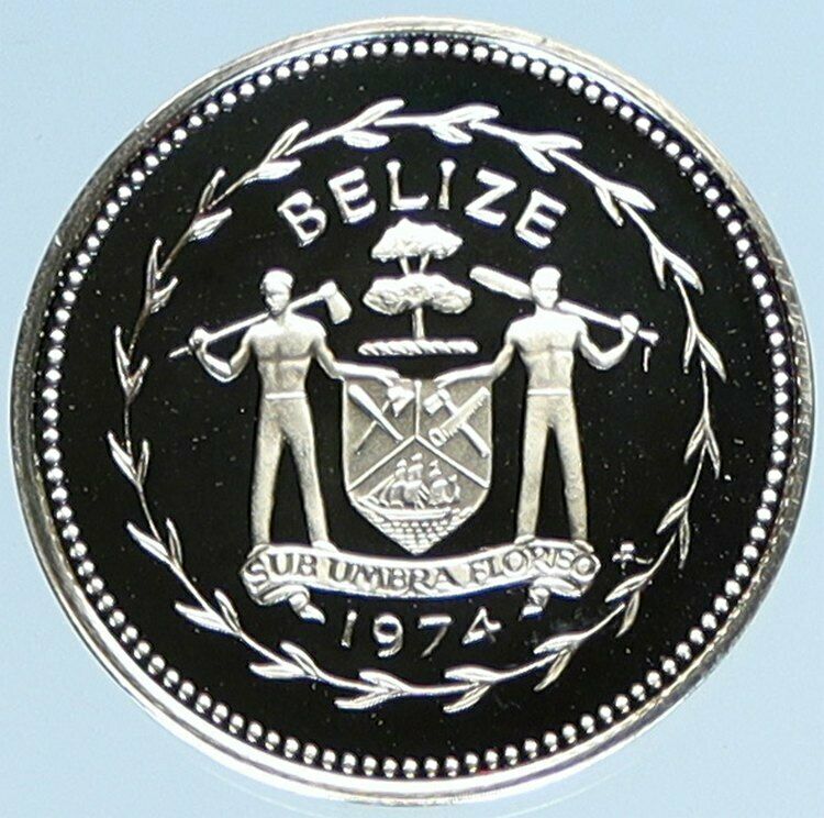 1974 BELIZE Avifauna FORK TAILED FLYCATCHER BIRDS Proof Silver Cent Coin i97656