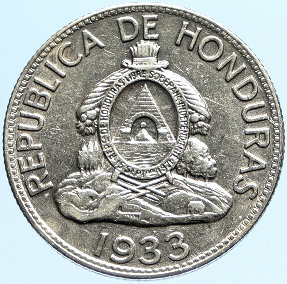 1933 HONDURAS War Chieftain Lempira VINTAGE OLD Silver Lempira Coin i97687