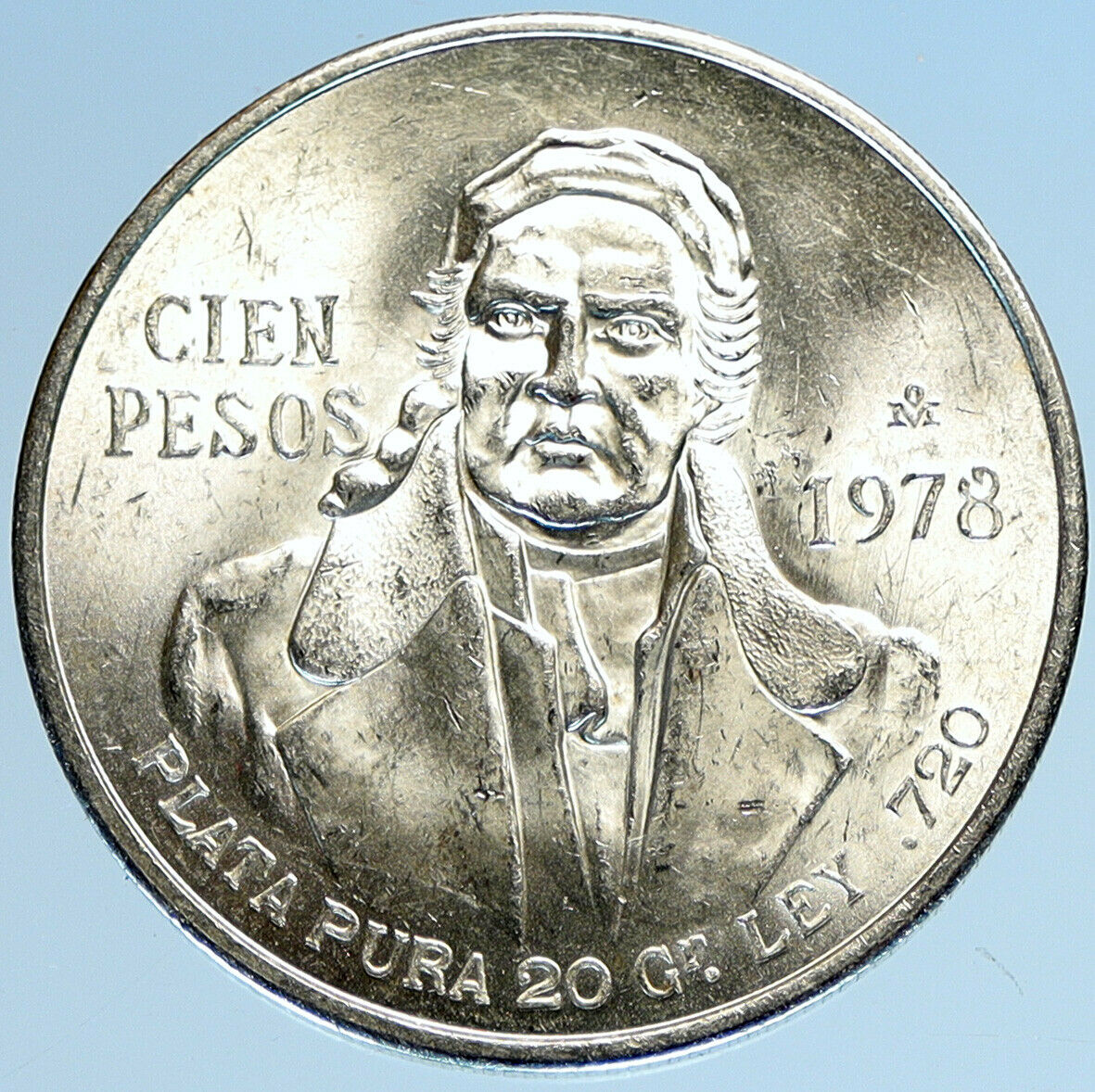 1978 Mexican Independence HERO Jose Maria Morelos Silver 100 Peso Coin i97669