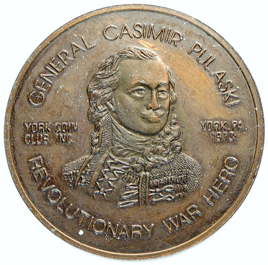 1973 UNITED STATES PA US York Club GENERAL CASIMIR PULASKI Vintage Medal i97666