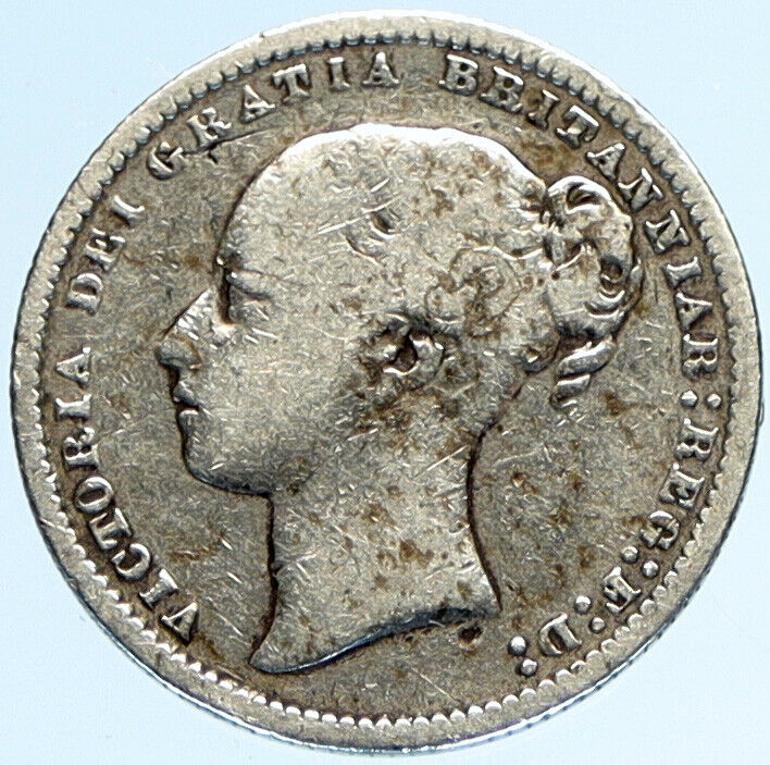 1874 UK Great Britain United Kingdom QUEEN VICTORIA Shilling Silver Coin i97665