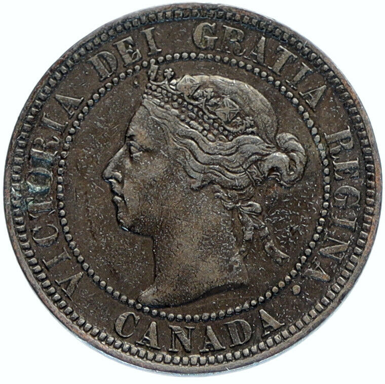 1897 CANADA British UK Queen VICTORIA Wreath Vintage Antique Cent Coin i97646