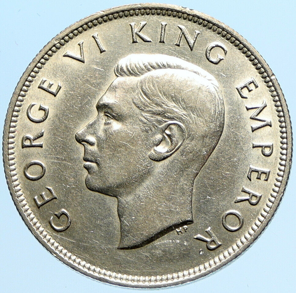 1940 NEW ZEALAND 100th Anni under UK King George VI Silver1/2 Crown Coin i97690