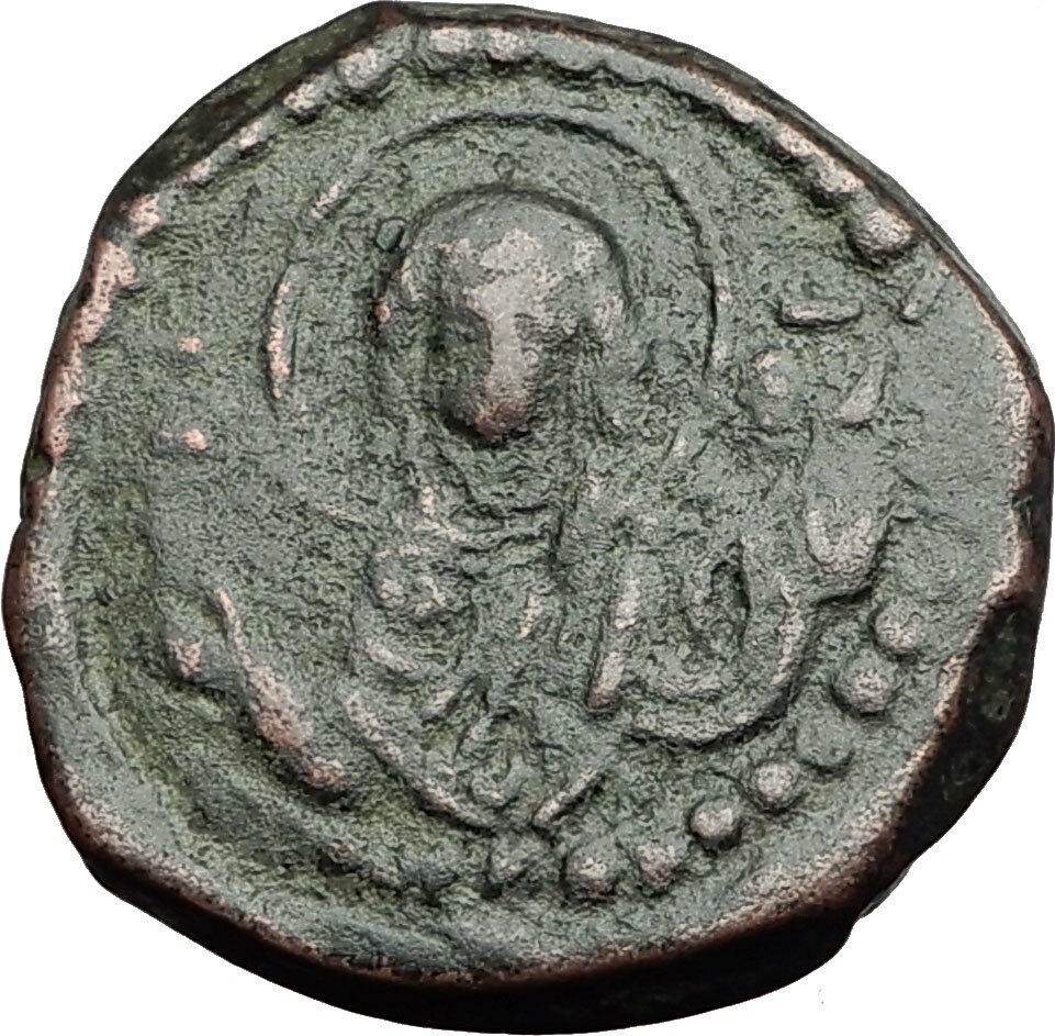 JESUS CHRIST Virgin MARY Class G Anonymous Ancient Byzantine Follis Coin i58898